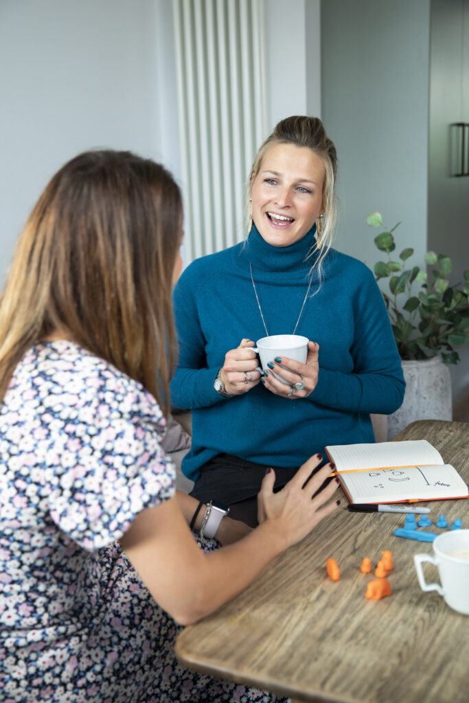 business woman working with client.